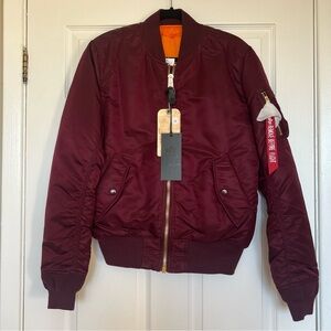 Alpha Industries Men's Deep Red Bomber Jacket NWT
